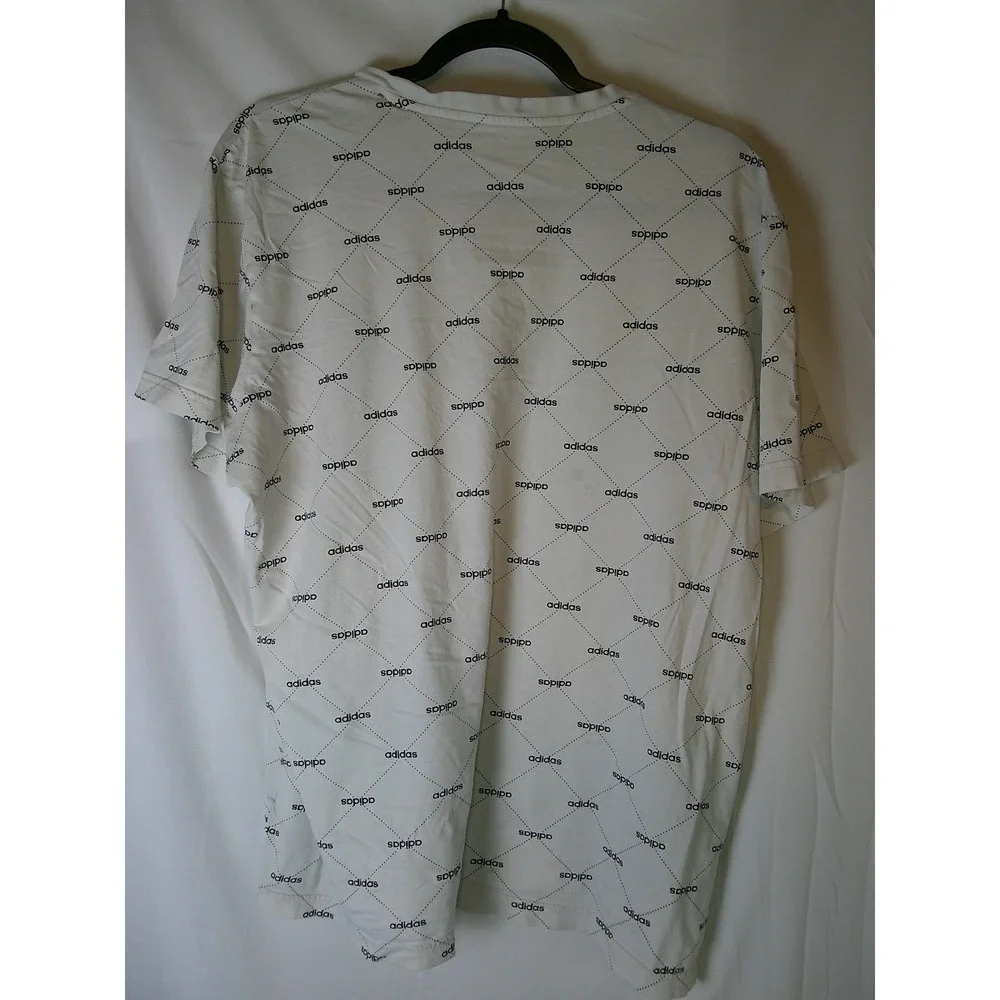 Distressed Rare Adidas Mens XL White All Over Print V-Neck T-Shirt Tee Short Sle